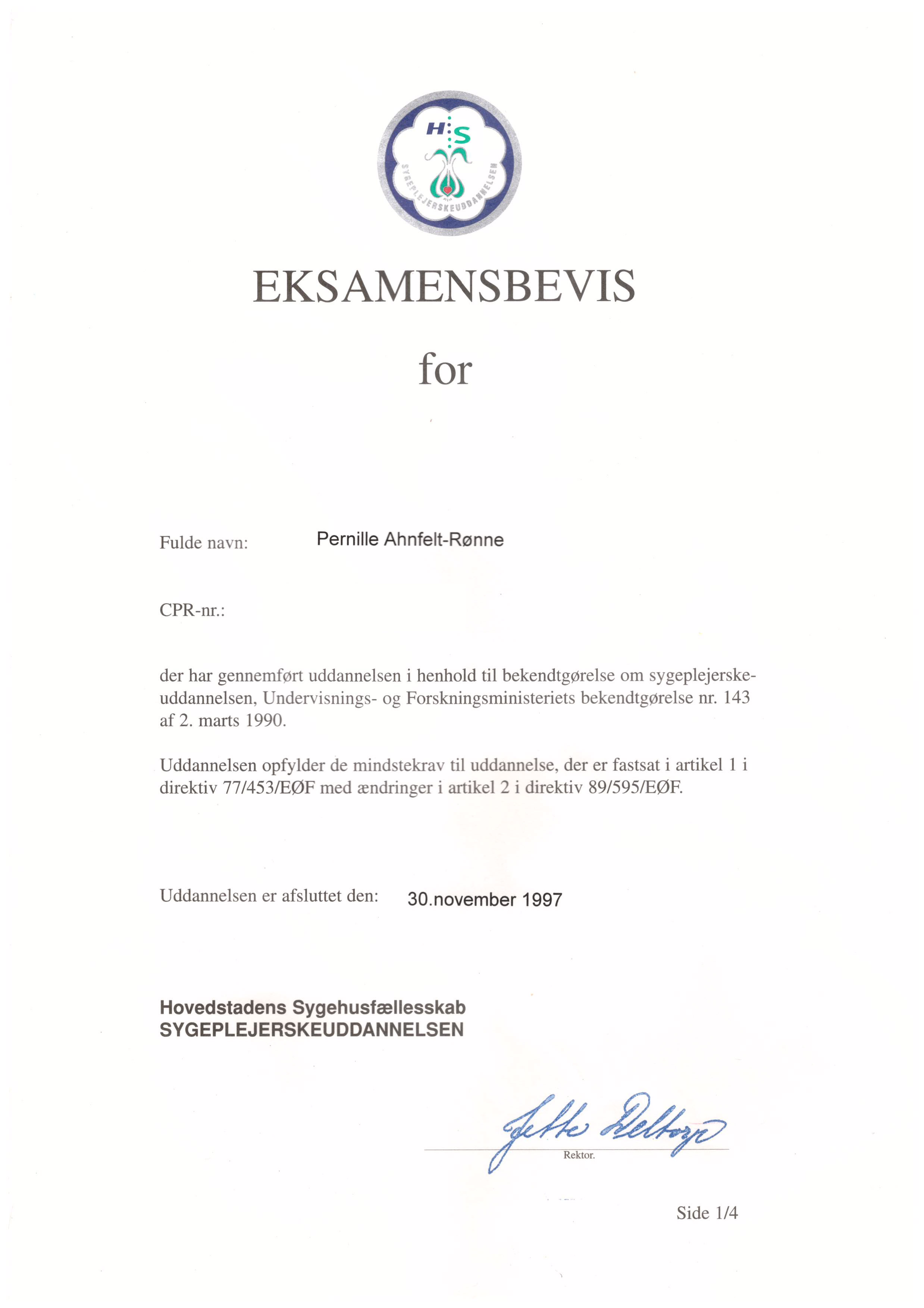 Eksamensbevis