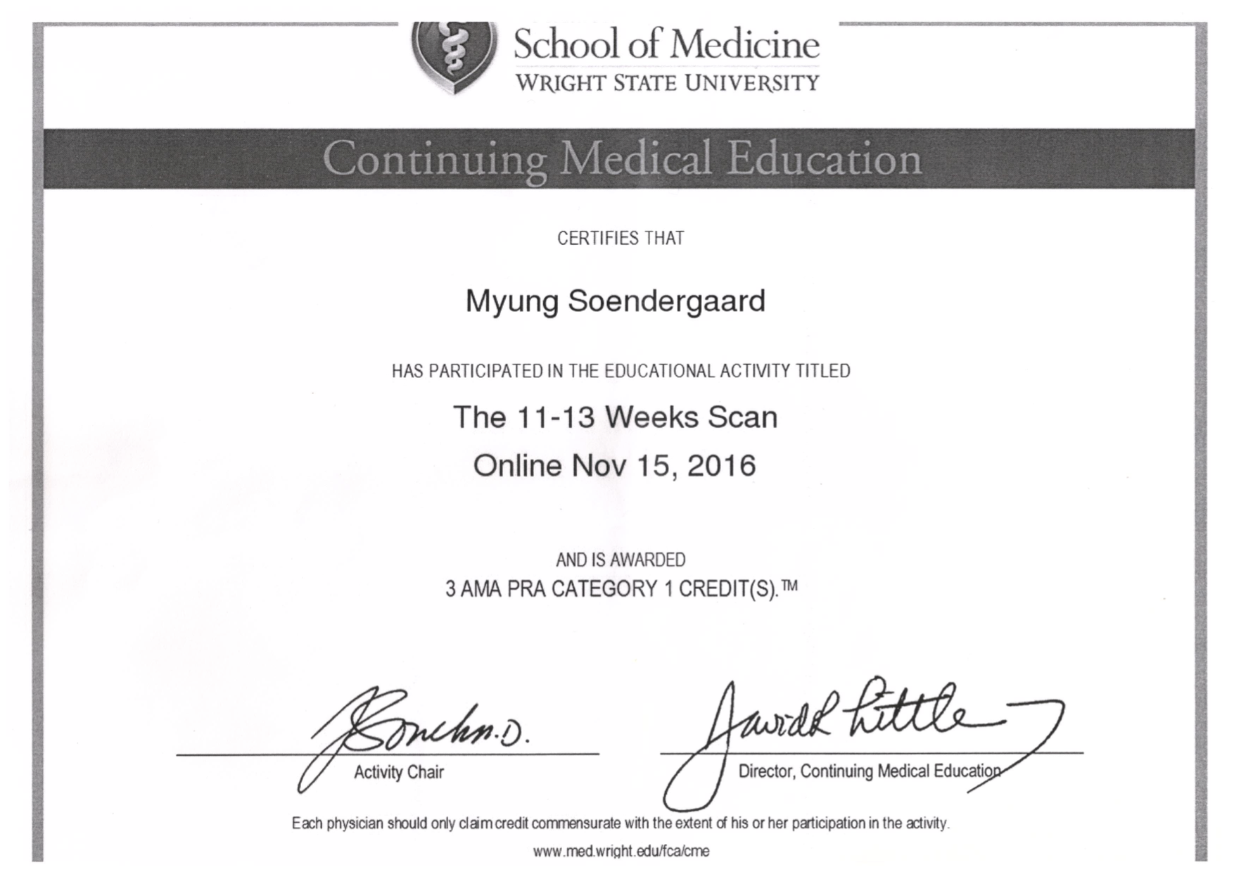 Myung's certificates The 11-13 weeks scan Myung's certificates The 11-13 weeks scan